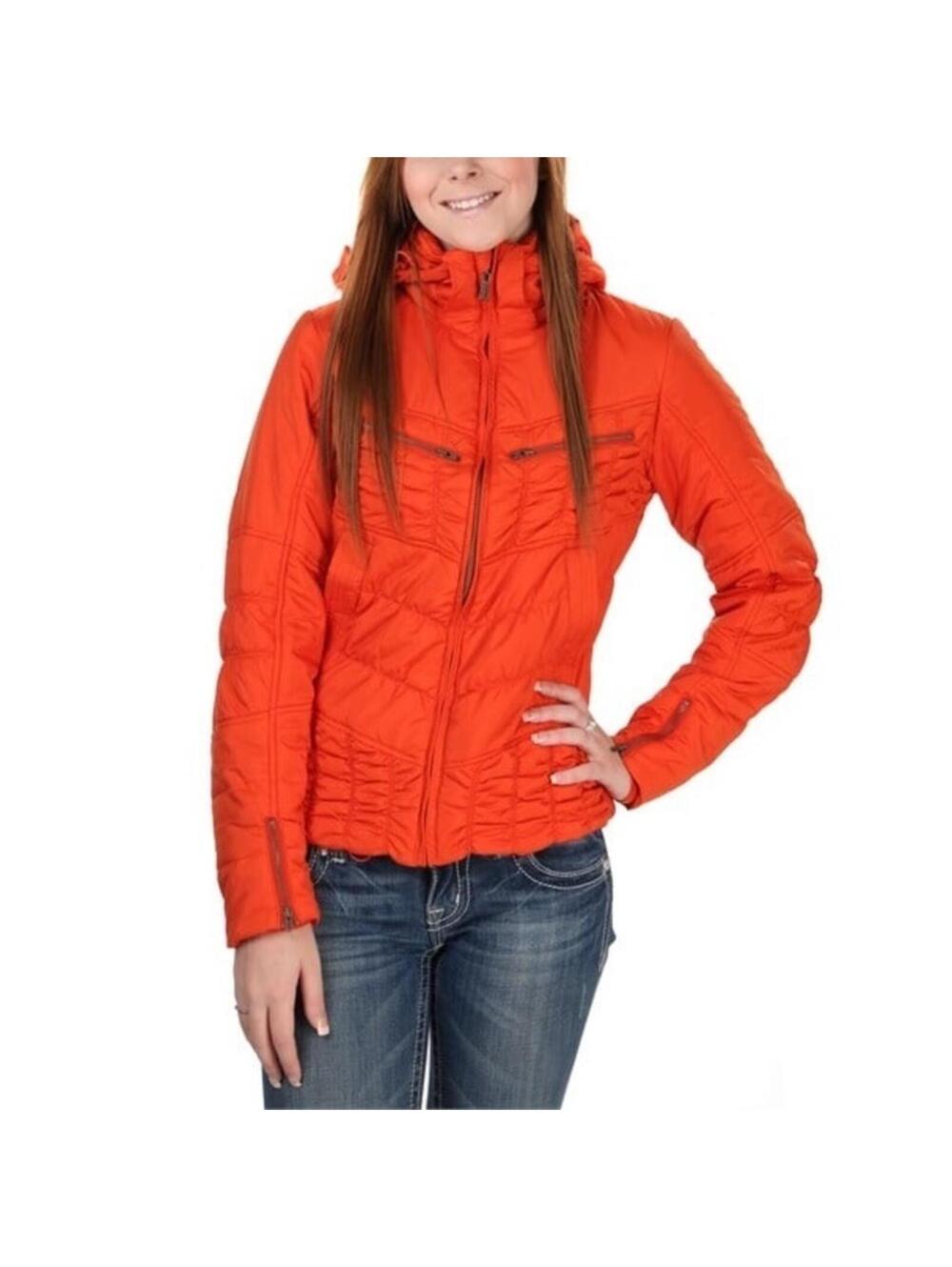 prAna Powder Parka Quilted Puffer Jacket Orange Womens Small DWR